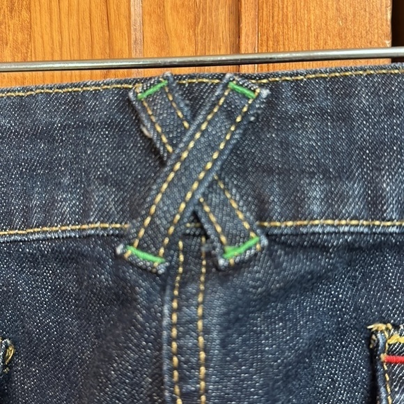 Boden Cropped Denim Cotton/Lycra Red/Green Stitching Accents Jeans 12R - Picture 5 of 13
